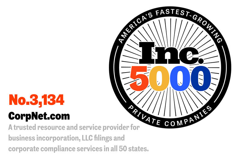 CorpNet Inc 5000 Award Logo for 2021