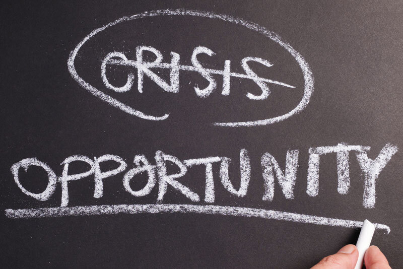 Crisis Opportunity Written on Blackboard