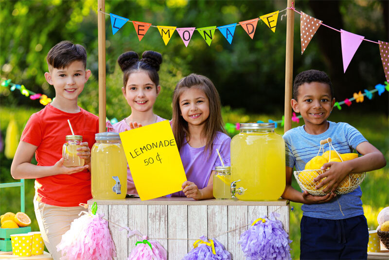Four Kids Selling Lemonade