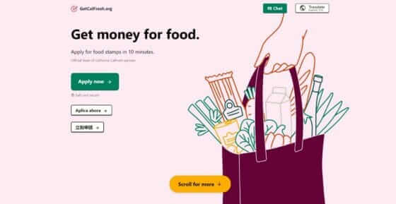 Screen grab of GetCalFresh website.